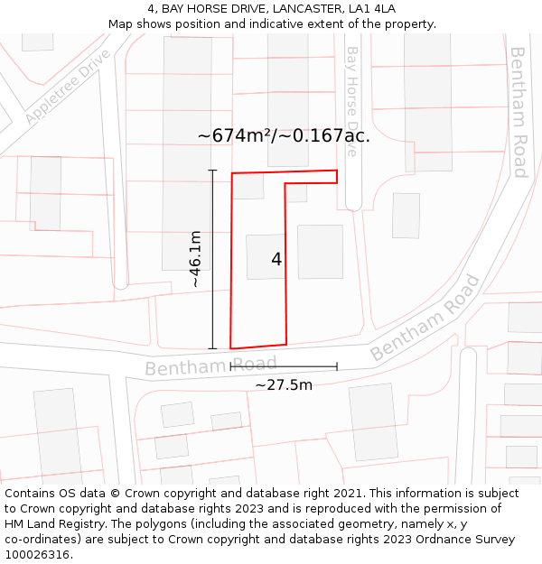 4, BAY HORSE DRIVE, LANCASTER, LA1 4LA: Plot and title map
