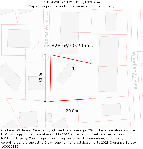 4, BEAMSLEY VIEW, ILKLEY, LS29 9DA: Plot and title map