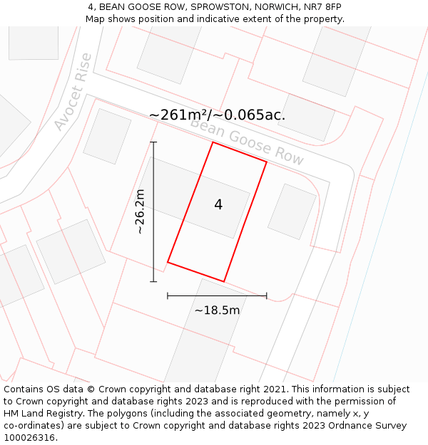 4, BEAN GOOSE ROW, SPROWSTON, NORWICH, NR7 8FP: Plot and title map