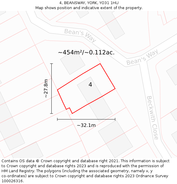 4, BEANSWAY, YORK, YO31 1HU: Plot and title map