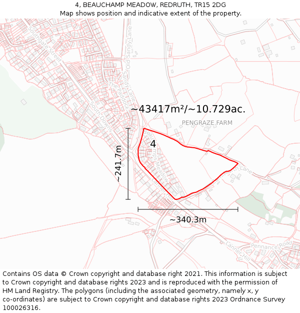 4, BEAUCHAMP MEADOW, REDRUTH, TR15 2DG: Plot and title map