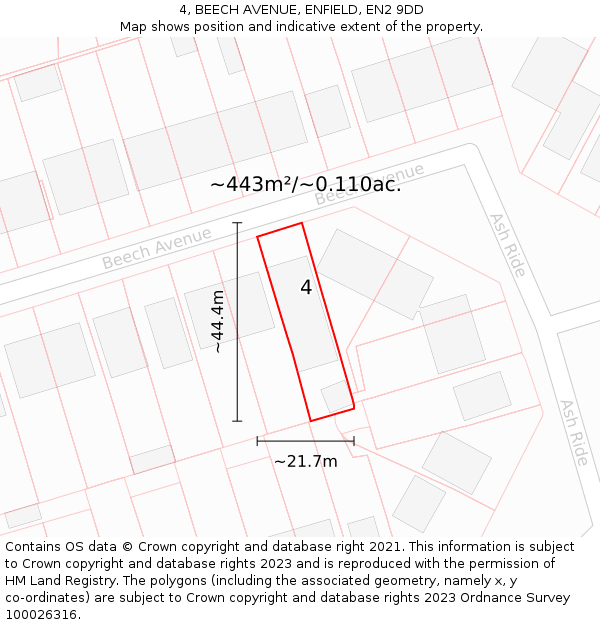 4, BEECH AVENUE, ENFIELD, EN2 9DD: Plot and title map