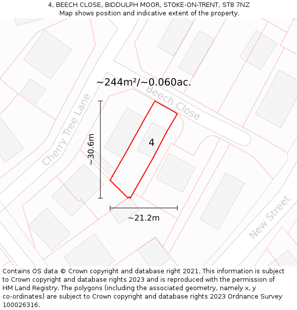 4, BEECH CLOSE, BIDDULPH MOOR, STOKE-ON-TRENT, ST8 7NZ: Plot and title map