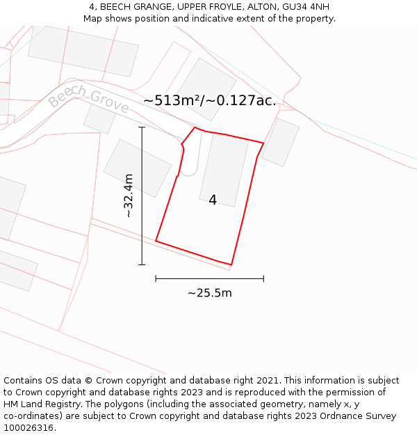 4, BEECH GRANGE, UPPER FROYLE, ALTON, GU34 4NH: Plot and title map
