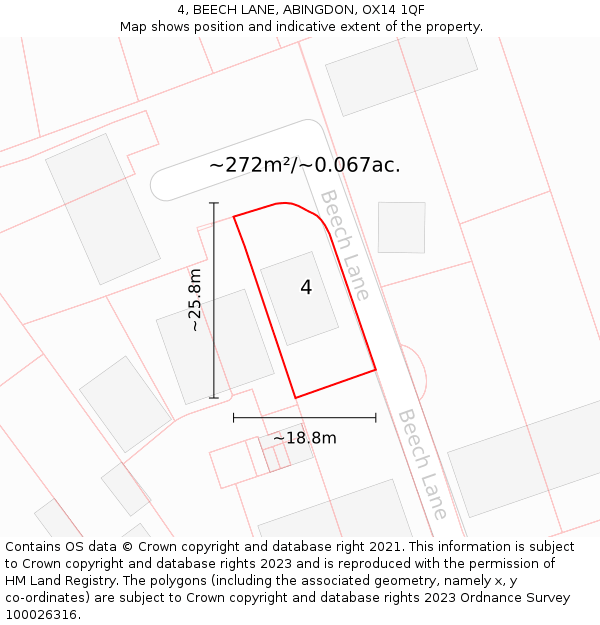 4, BEECH LANE, ABINGDON, OX14 1QF: Plot and title map