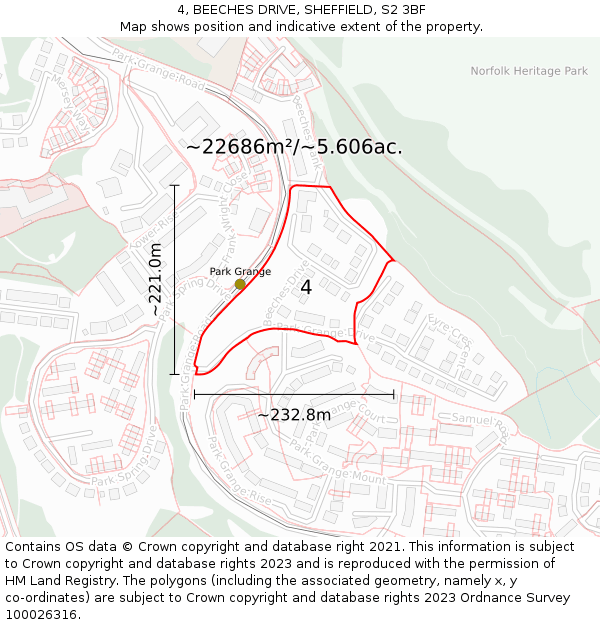 4, BEECHES DRIVE, SHEFFIELD, S2 3BF: Plot and title map