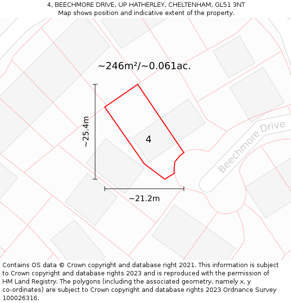 4, BEECHMORE DRIVE, UP HATHERLEY, CHELTENHAM, GL51 3NT: Plot and title map