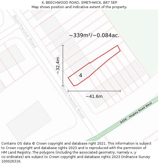 4, BEECHWOOD ROAD, SMETHWICK, B67 5EP: Plot and title map