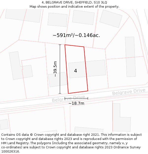 4, BELGRAVE DRIVE, SHEFFIELD, S10 3LQ: Plot and title map