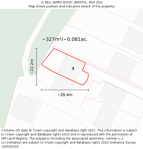 4, BELL BARN WOOD, BRISTOL, BS9 2DQ: Plot and title map