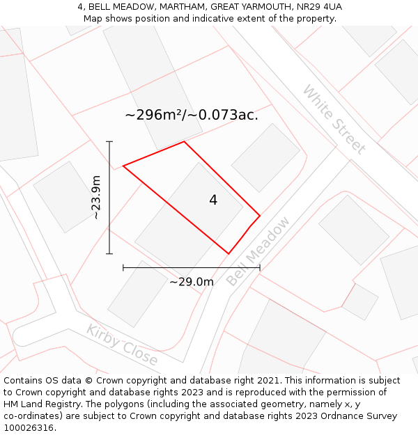 4, BELL MEADOW, MARTHAM, GREAT YARMOUTH, NR29 4UA: Plot and title map