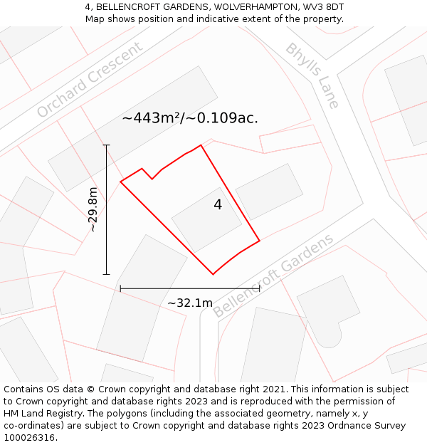 4, BELLENCROFT GARDENS, WOLVERHAMPTON, WV3 8DT: Plot and title map