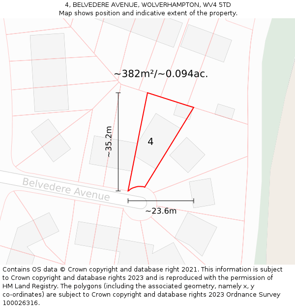 4, BELVEDERE AVENUE, WOLVERHAMPTON, WV4 5TD: Plot and title map