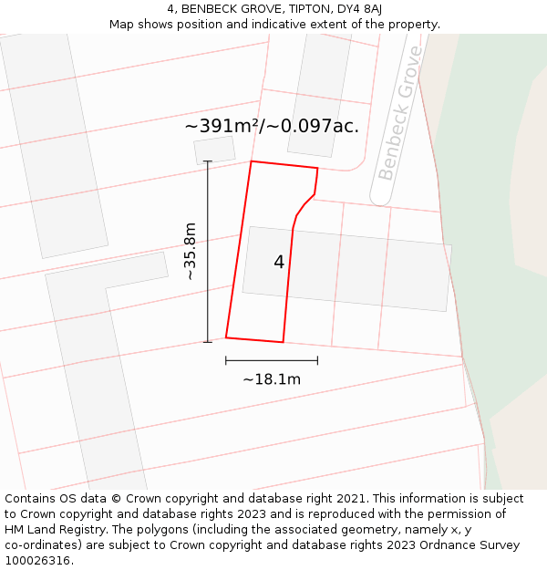 4, BENBECK GROVE, TIPTON, DY4 8AJ: Plot and title map
