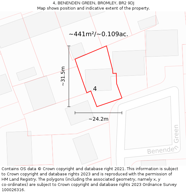 4, BENENDEN GREEN, BROMLEY, BR2 9DJ: Plot and title map