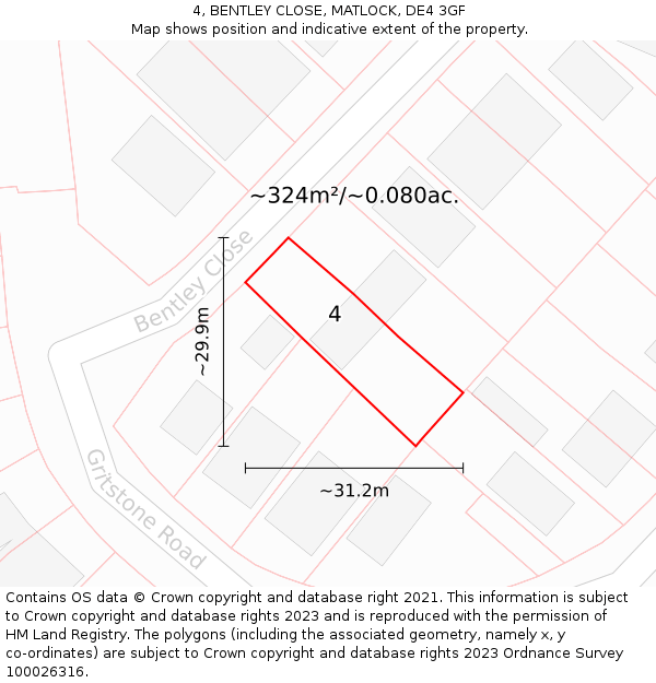 4, BENTLEY CLOSE, MATLOCK, DE4 3GF: Plot and title map