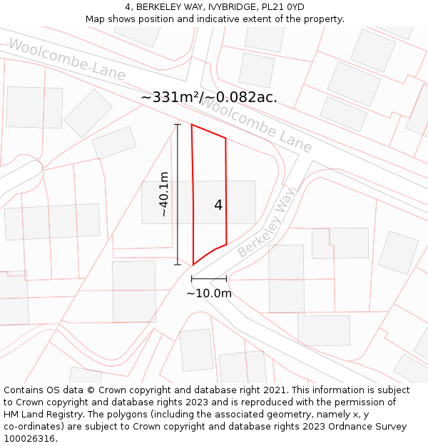 4, BERKELEY WAY, IVYBRIDGE, PL21 0YD: Plot and title map