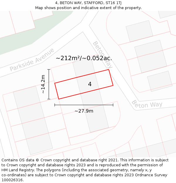 4, BETON WAY, STAFFORD, ST16 1TJ: Plot and title map