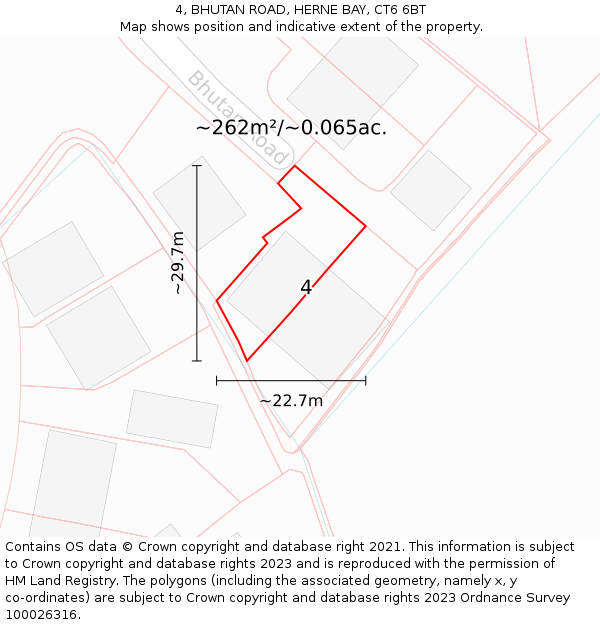 4, BHUTAN ROAD, HERNE BAY, CT6 6BT: Plot and title map
