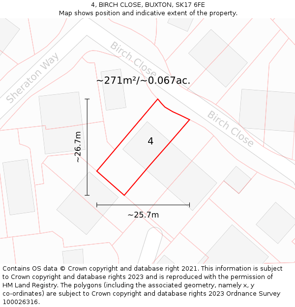 4, BIRCH CLOSE, BUXTON, SK17 6FE: Plot and title map