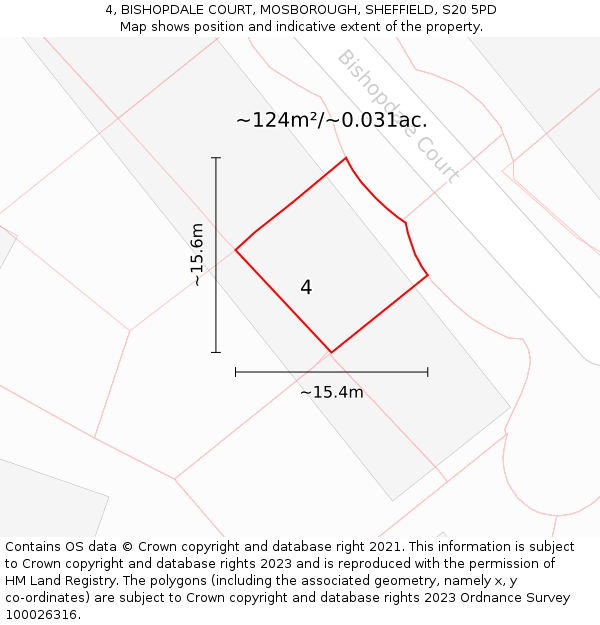 4, BISHOPDALE COURT, MOSBOROUGH, SHEFFIELD, S20 5PD: Plot and title map