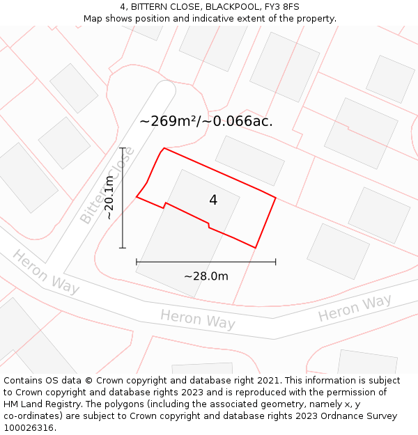 4, BITTERN CLOSE, BLACKPOOL, FY3 8FS: Plot and title map