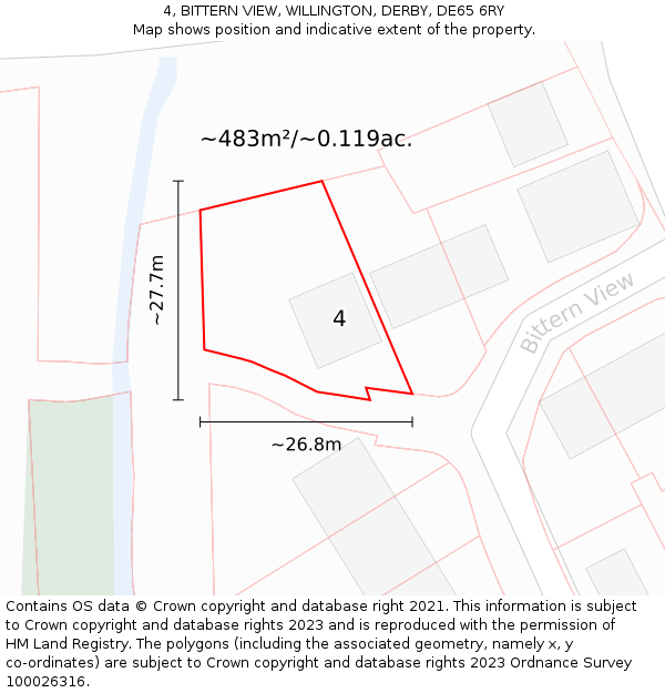 4, BITTERN VIEW, WILLINGTON, DERBY, DE65 6RY: Plot and title map