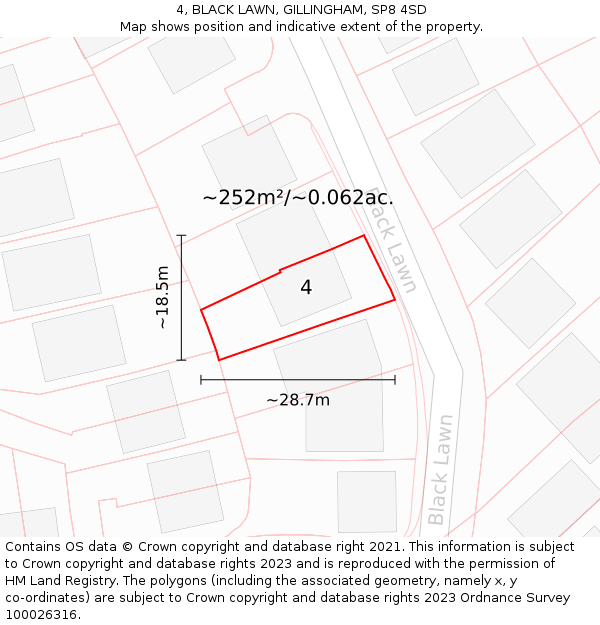 4, BLACK LAWN, GILLINGHAM, SP8 4SD: Plot and title map