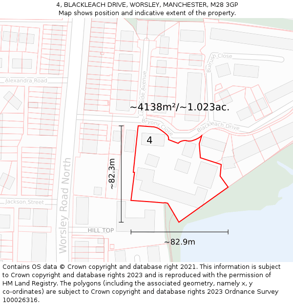 4, BLACKLEACH DRIVE, WORSLEY, MANCHESTER, M28 3GP: Plot and title map