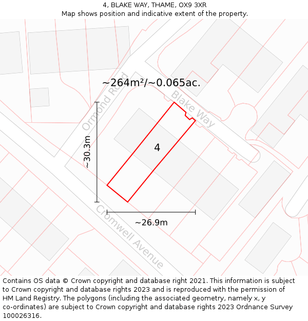 4, BLAKE WAY, THAME, OX9 3XR: Plot and title map