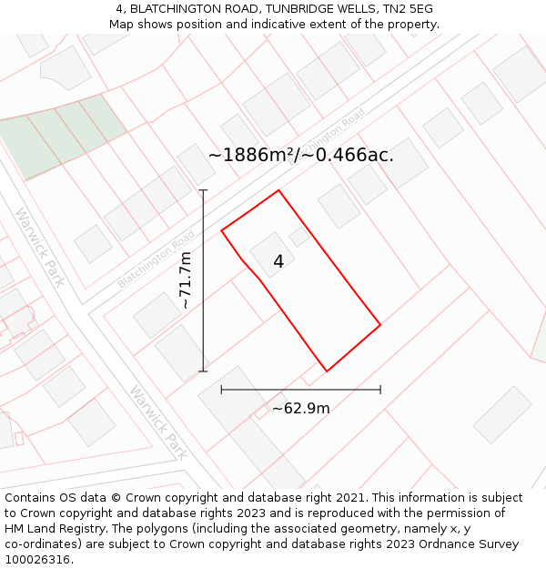 4, BLATCHINGTON ROAD, TUNBRIDGE WELLS, TN2 5EG: Plot and title map
