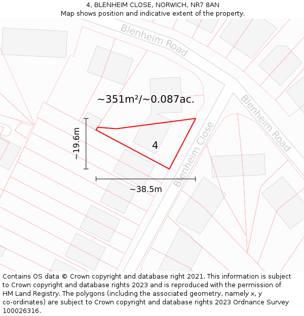 4, BLENHEIM CLOSE, NORWICH, NR7 8AN: Plot and title map