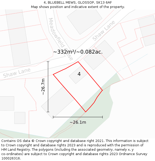 4, BLUEBELL MEWS, GLOSSOP, SK13 6AF: Plot and title map