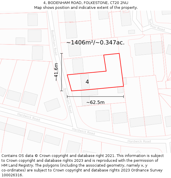 4, BODENHAM ROAD, FOLKESTONE, CT20 2NU: Plot and title map