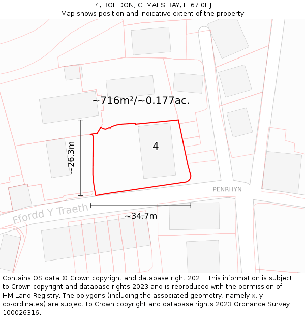 4, BOL DON, CEMAES BAY, LL67 0HJ: Plot and title map
