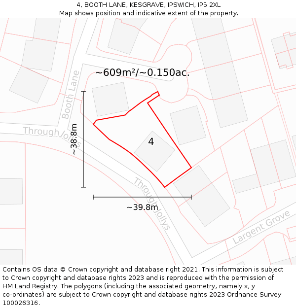 4, BOOTH LANE, KESGRAVE, IPSWICH, IP5 2XL: Plot and title map