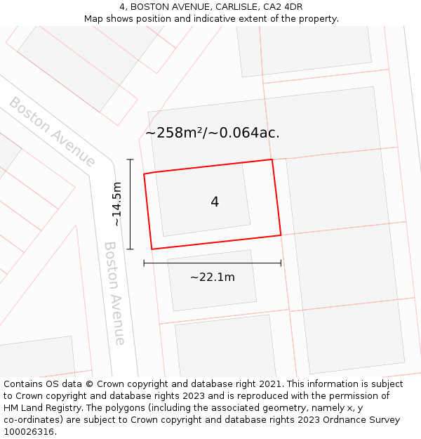 4, BOSTON AVENUE, CARLISLE, CA2 4DR: Plot and title map