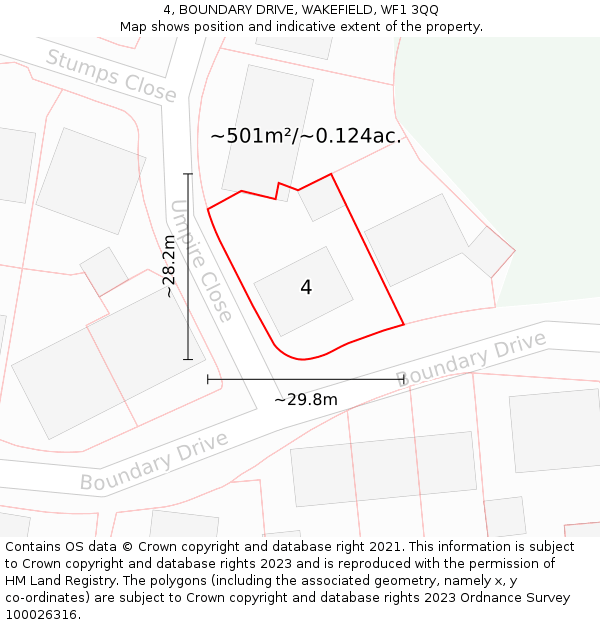 4, BOUNDARY DRIVE, WAKEFIELD, WF1 3QQ: Plot and title map
