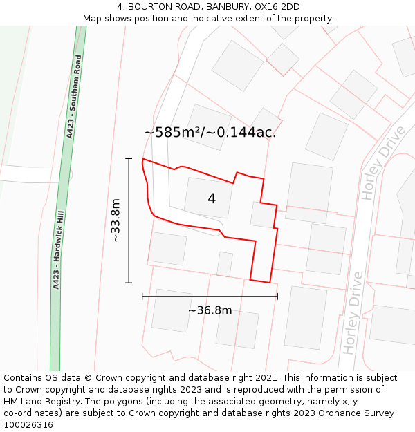 4, BOURTON ROAD, BANBURY, OX16 2DD: Plot and title map