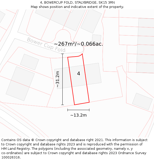 4, BOWERCUP FOLD, STALYBRIDGE, SK15 3RN: Plot and title map