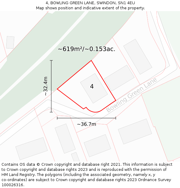 4, BOWLING GREEN LANE, SWINDON, SN1 4EU: Plot and title map