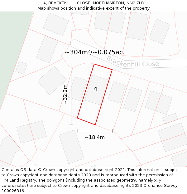 4, BRACKENHILL CLOSE, NORTHAMPTON, NN2 7LD: Plot and title map