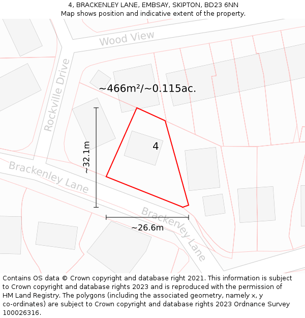 4, BRACKENLEY LANE, EMBSAY, SKIPTON, BD23 6NN: Plot and title map