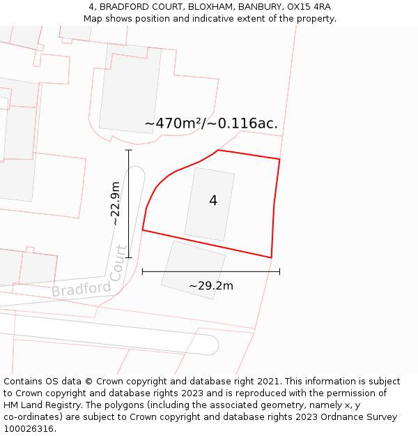4, BRADFORD COURT, BLOXHAM, BANBURY, OX15 4RA: Plot and title map