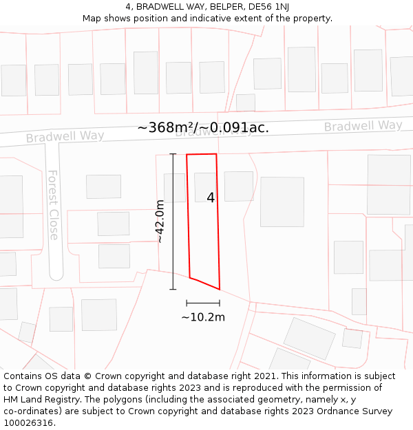 4, BRADWELL WAY, BELPER, DE56 1NJ: Plot and title map