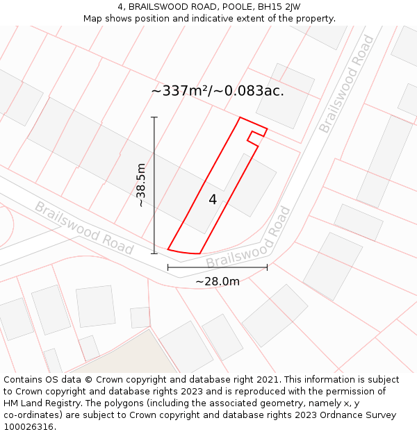 4, BRAILSWOOD ROAD, POOLE, BH15 2JW: Plot and title map