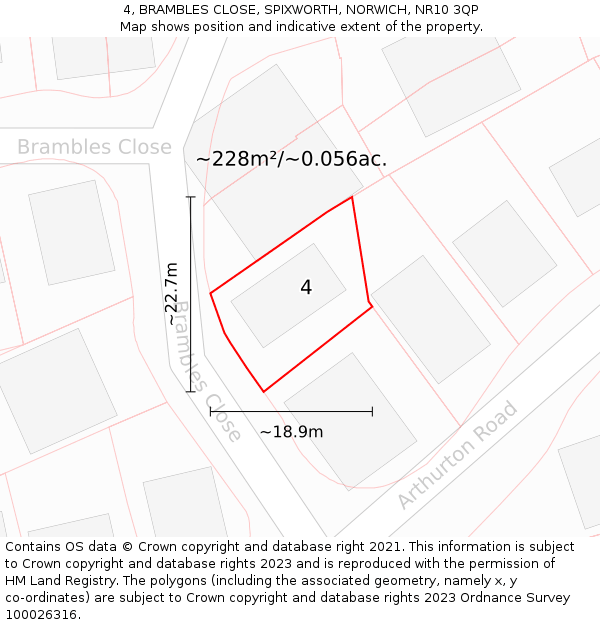 4, BRAMBLES CLOSE, SPIXWORTH, NORWICH, NR10 3QP: Plot and title map