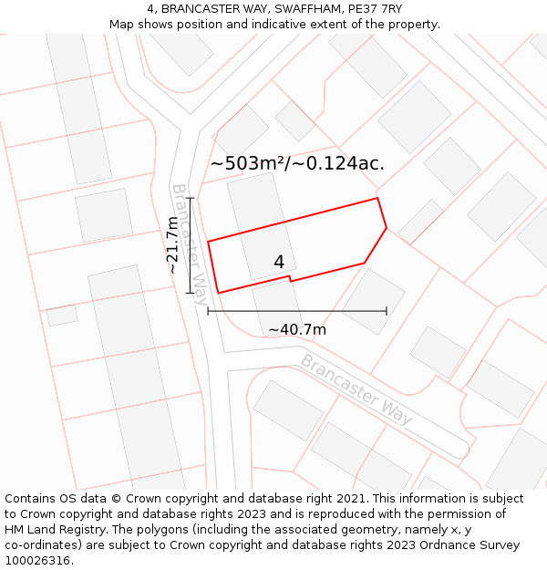 4, BRANCASTER WAY, SWAFFHAM, PE37 7RY: Plot and title map
