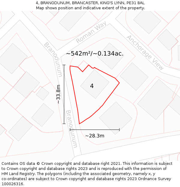 4, BRANODUNUM, BRANCASTER, KING'S LYNN, PE31 8AL: Plot and title map