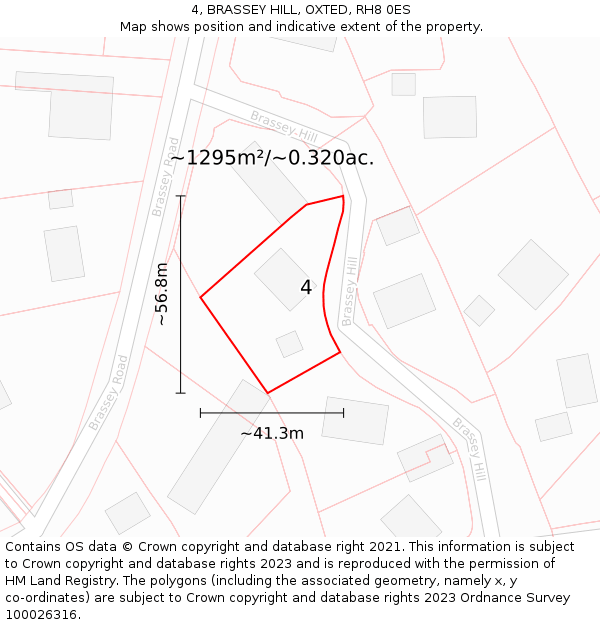 4, BRASSEY HILL, OXTED, RH8 0ES: Plot and title map